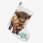Grande Chaussette De Noël highland cow xmas Christmas Stocking (Devant (Accrochage))