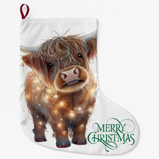 Grande Chaussette De Noël highland cow xmas Christmas Stocking (Devant)