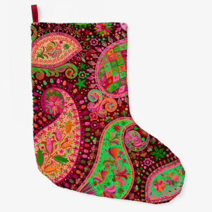 Grande Chaussette De Noël Hippie chic Paisley de Boho rétro