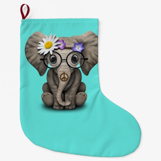 Grande Chaussette De Noël Hippie mignonne d'éléphant de bébé (Devant)