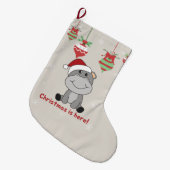 Grande Chaussette De Noël Hippo Joyeux Noël Animaux d'hiver Hippopotames Gra (Devant (Accrochage))