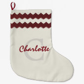 Grande Chaussette De Noël Hiver Nom blanc Monogramme Noël Stocker (Devant)