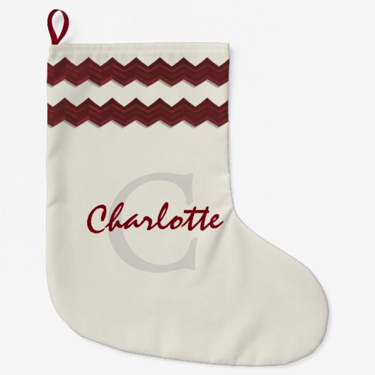 Grande Chaussette De Noël Hiver Nom blanc Monogramme Noël Stocker (Devant)