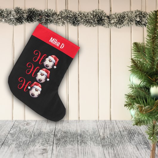 Grande Chaussette De Noël Ho Ho Ho Soccer Nom personnalisé