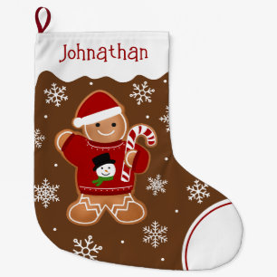 Grande Chaussette De Noël Homme en pain d'épices en pull