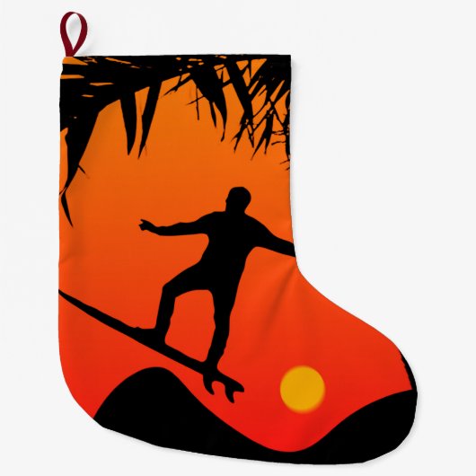 Grande Chaussette De Noël Homme surfant à l'illustration de graphique de (Devant)