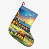 Grande Chaussette De Noël Horses on Farm (Devant (Accrochage))