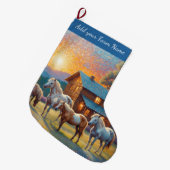 Grande Chaussette De Noël Horses on Farm (Devant (Accrochage))