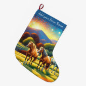 Grande Chaussette De Noël Horses on Farm (Devant (Accrochage))