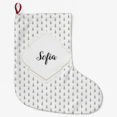 Grande Chaussette De Noël Houndstooth Motif Monogramme Moderne (Devant)