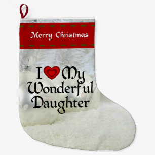 Grande Chaussette De Noël "I Love My Wonderful Daughter" (J'aime ma merveill
