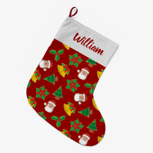 Grande Chaussette De Noël Icônes de Noël Motif