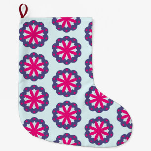 Grande Chaussette De Noël Illustration de formes florales violettes et roses