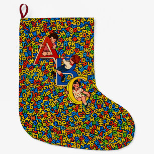 Grande Chaussette De Noël Illustration de l'alphabet pour enfants ABC vintag