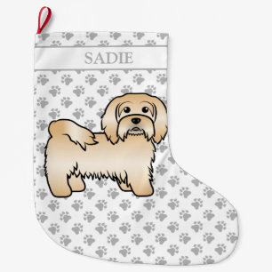 Grande Chaussette De Noël Image et nom du chien caricaturé mignon du Havanai