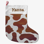 Grande Chaussette De Noël Impression Brown et blanche de vache (Devant)