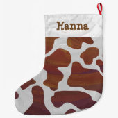 Grande Chaussette De Noël Impression Brown et blanche de vache (Dos)