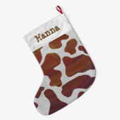 Grande Chaussette De Noël Impression Brown et blanche de vache (Dos (Accrochage))
