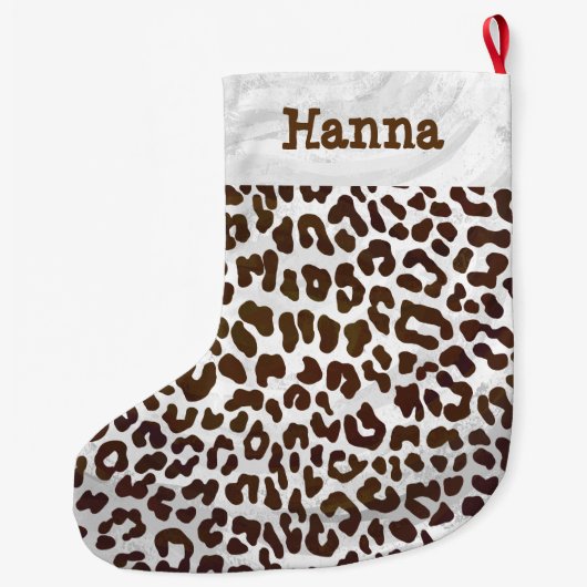 Grande Chaussette De Noël Impression de chocolat léopard (Dos)