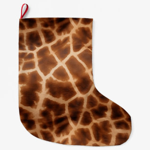 Grande Chaussette De Noël Impression de girafe Brown