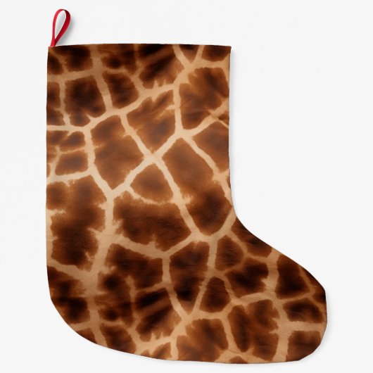 Grande Chaussette De Noël Impression de girafe Brown (Devant)