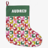 Grande Chaussette De Noël Impression géométrique rétro 1970 Personnalisée (Devant)