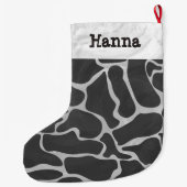 Grande Chaussette De Noël Impression Giraffe noir et gris clair (Dos)