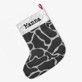 Grande Chaussette De Noël Impression Giraffe noir et gris clair (Dos (Accrochage))