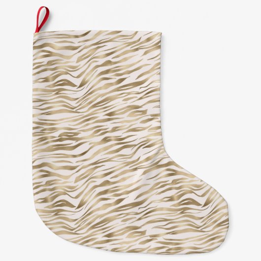 Grande Chaussette De Noël Impression Gold Zebra (Devant)