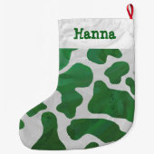 Grande Chaussette De Noël Impression verte et blanche de vache (Dos)
