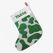 Grande Chaussette De Noël Impression verte et blanche de vache (Dos (Accrochage))