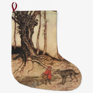 Grande Chaussette De Noël Impression vintage d'Arthur Rackham du Petit Chape