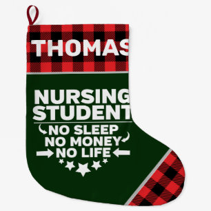 Grande Chaussette De Noël Infirmière Étudiante Sans Sommeil Argent Vie Per