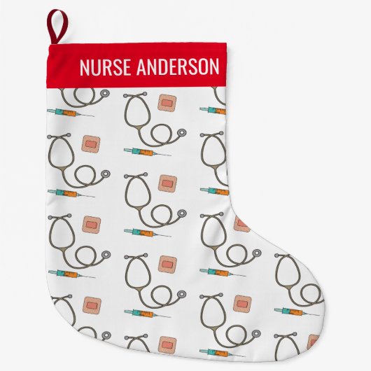 Grande Chaussette De Noël Infirmière Médicale (Devant)