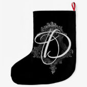 Grande Chaussette De Noël Initiale de monogramme personnalisée  (Dos)