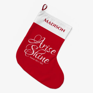 Grande Chaussette De Noël Inspiration Lever et Foi brillante Rouge