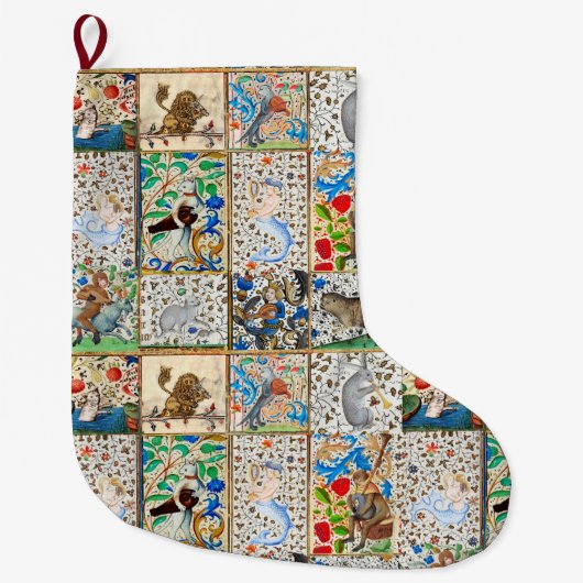 GRANDE CHAUSSETTE DE NOËL INSTRUMENTS DE MUSIQUE MÉDIÉVAL BESTIAIRE (Devant)