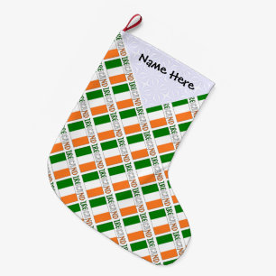 Grande Chaussette De Noël Irlande Drapeau Irlandais Personnalisé en Carreaux