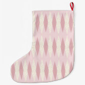 Grande Chaussette De Noël Jacquard rose moderne du milieu du siècle (Dos)