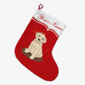 Grande Chaussette De Noël Jaune Labrador Retriever Angel Halo (Devant (Accrochage))