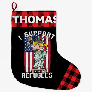 Grande Chaussette De Noël Je soutiens le drapeau de la Liberté pour les ré