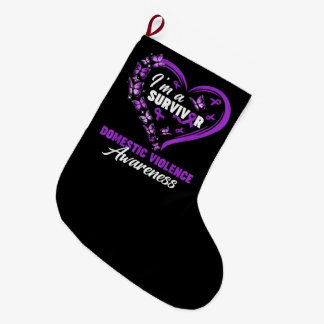 Grande Chaussette De Noël Je suis Survivant Sensibilisation à la Violence Do