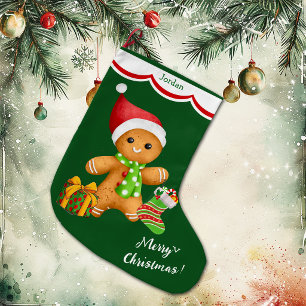 Grande Chaussette De Noël Joli bonhomme en pain d'épice de Noël