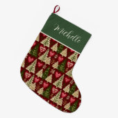Grande Chaussette De Noël Joli motif d'arbres de Noël au tricot sur mesure (Devant (Accrochage))