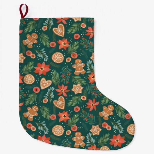 Grande Chaussette De Noël Joli Motif de Noël (Devant)