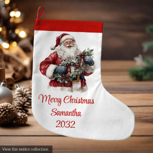 Grande Chaussette De Noël Joli Père Noël Enfants Joyeux Noël