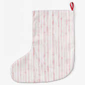 Grande Chaussette De Noël Joli rose blanc rayures Noël (Dos)