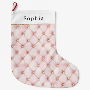 Grande Chaussette De Noël Joli rose Blush Gold Tufts Noël