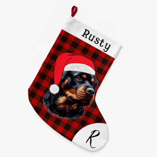Grande Chaussette De Noël Joli Rottweiler de Noël (Devant (Accrochage))