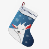 Grande Chaussette De Noël Jolie chèvre de Noël Midnight BlueVOTRE NOM ICI (Devant (Accrochage))